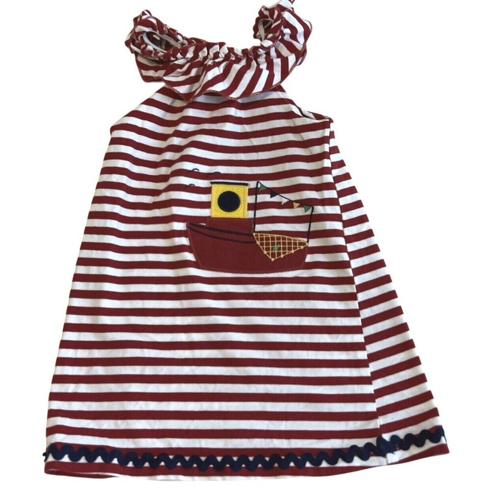 Striped Red & White Nautical Boat Girls' Casual Dress